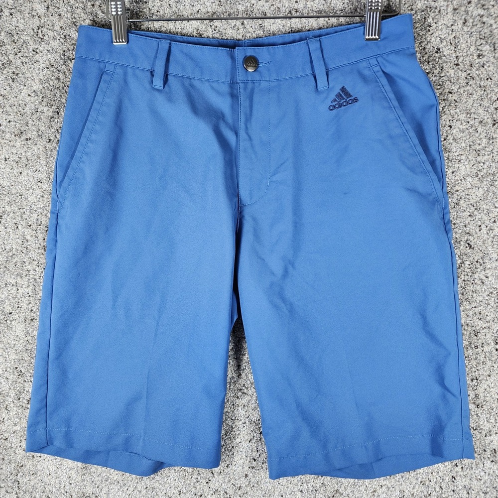 Adidas Golf Shorts Mens 30 Blue Flat Front Performance 3-Stripe Excellent